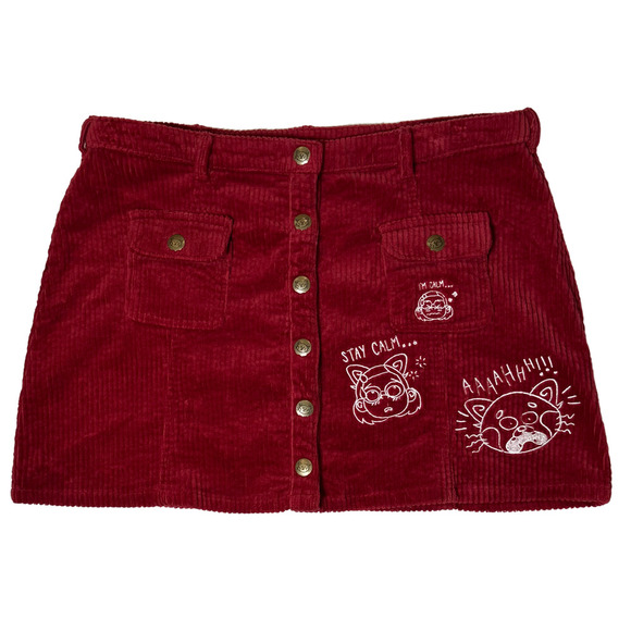 Disney Pixar Turning Red Panda Mei Corduroy Mini Snap Front Animated Skirt  XL - Picture 1 of 10